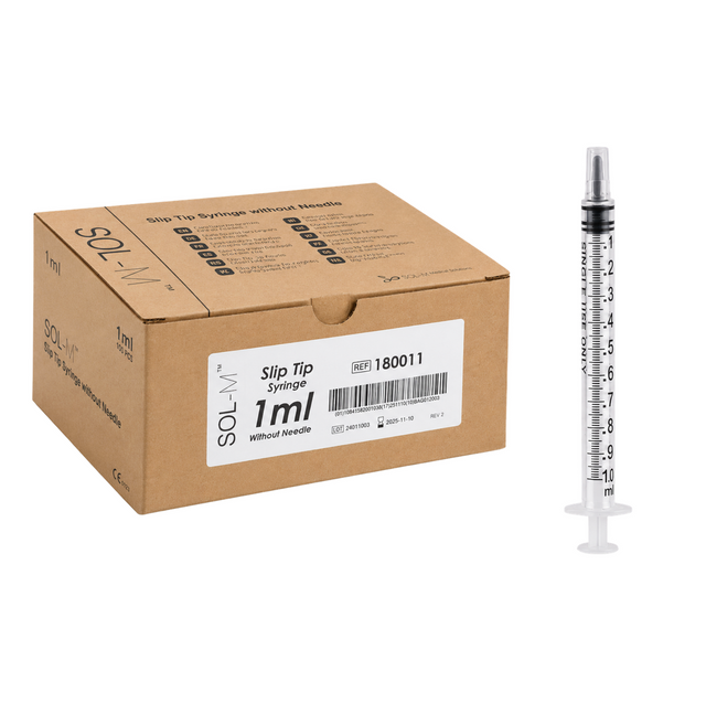 Sprøjte 1 ml – 3-komponent – Luer Slip – Sol-M™