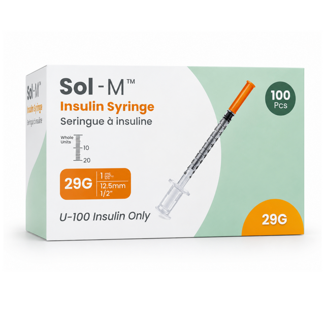 Insulinsprøjter U-100 1 ml 29G × 12 mm – Sol-M™